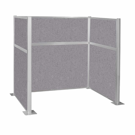 Versare Pre-Configured Hush Panel Cubicle (U Shape) 6' x 4' Cloud Gray Fabric 1859008